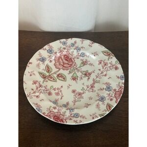 VTG 1980s Johnson Bros Rose‎ Chintz Pink 7 7/8" Salad Plate England 1883 Stamp